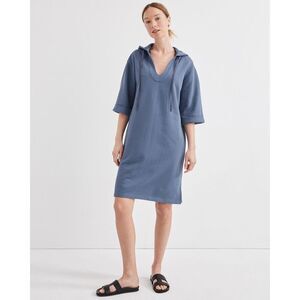 Haven Well Within Organic Cotton French Terry Hooded Dress SZ Small Blue Lounge